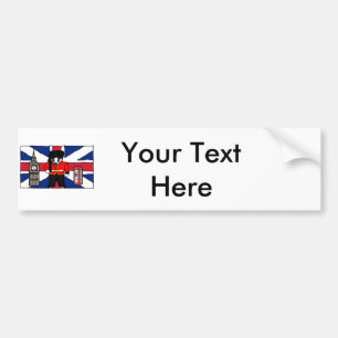 Adesivo Para Carro Cartoon britânico Badger com Big Ben e Flag