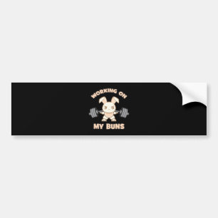 Adesivo Para Carro Cartoon Bunny do Workout - Trabalhando Em Meus Pei