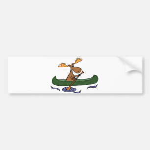 Adesivo Para Carro Cartoon de Canoagem Funny Moose