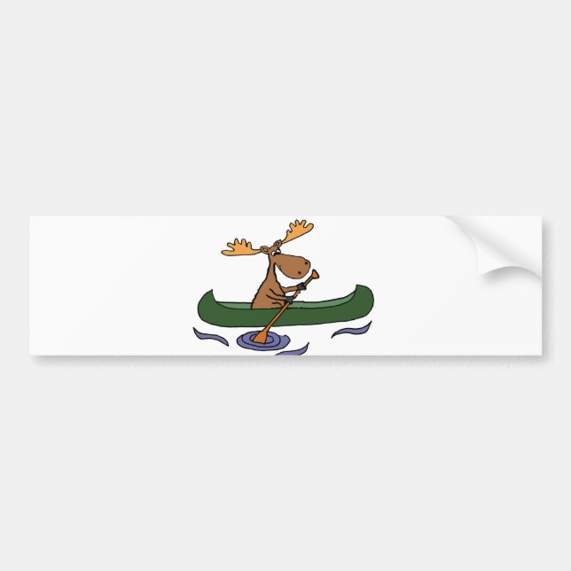 Adesivo Para Carro Cartoon de Canoagem Funny Moose (Frente)