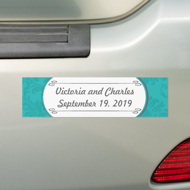 Adesivo Para Carro Casamento tema damasco de Chartreuse Turquoise Mod (No carro)