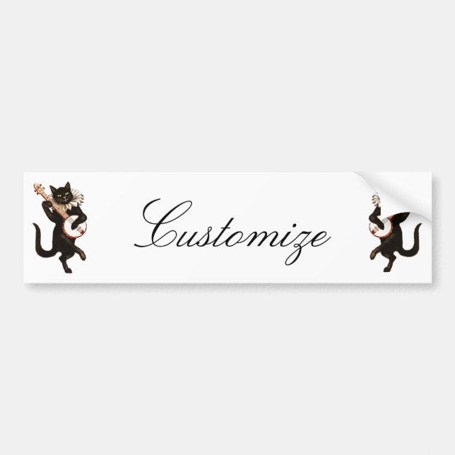 Adesivo Para Carro Cat tocando Banjo Thunder_Cove (Frente)