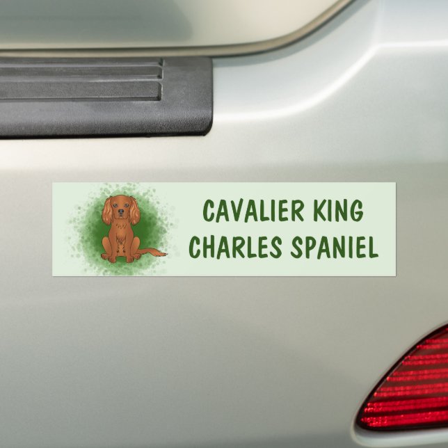 Adesivo Para Carro Cavalier King Charles Spaniel de rubi em verde (No carro)