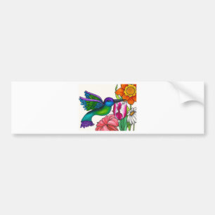 Adesivo Para Carro Cerceta e colibri roxo com flores