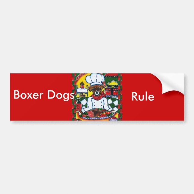 Adesivo Para Carro Chef Cachorro Boxer (Frente)
