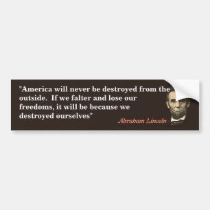 Adesivo Para Carro Citação de Abraham Lincoln sobre a destruição dos
