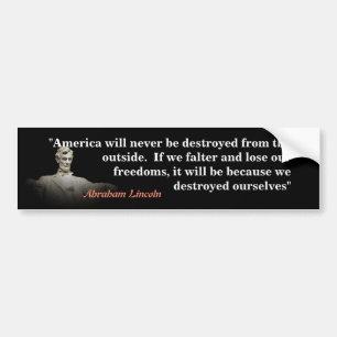 Adesivo Para Carro Citações de Abraham Lincoln na destruição de