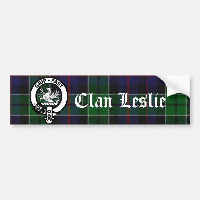 Adesivo Para Carro Clan Leslie Tartan & Crest Bumper Sticker (Frente)