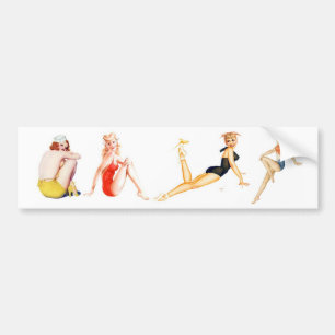 Adesivo Para Carro Clássico Pin-Up Girls Bumper Sticker