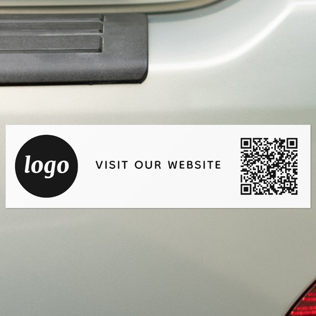 Adesivo Para Carro Código QR de Promoção Empresarial Simples com Logo (Logo QR code custom text business promotional car bumper sticker)