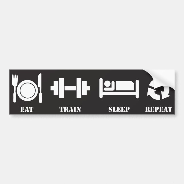 Adesivo Para Carro Coma, Comece, Dorme, Repita (Frente)