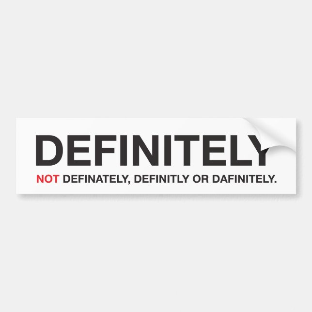 Adesivo Para Carro Como soletrar "definida " (Frente)