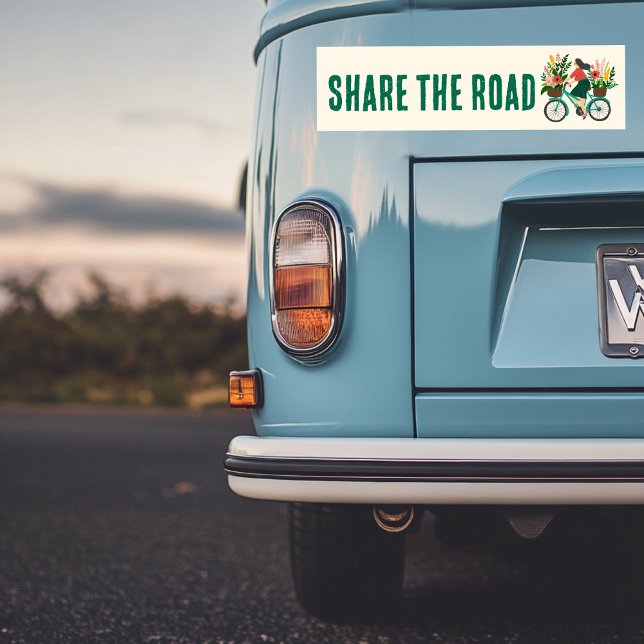 Adesivo Para Carro COMPARTILHAR A Bicicleta RODOVIÁRIA com Flores Cic (SHARE THE ROAD Bicycle Girl w Flowers Cyclist Bumper Sticker
)
