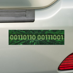 Adesivo Para Carro Computação verde vibrante com código binário 69 do