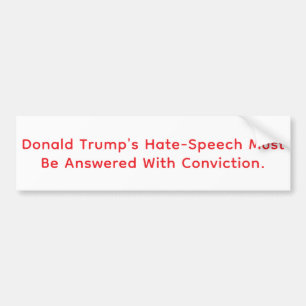 Adesivo Para Carro Condenação do Discurso de Ódio de Trump Hankamer A