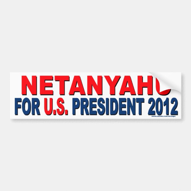 Adesivo Para Carro Conservador "Netanyahu For Presidente" Sticker (Frente)