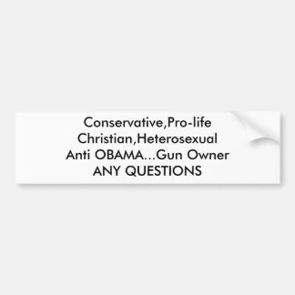 Adesivo Para Carro Conservador, Pro-lifeChristian, HeterosexualAnti…