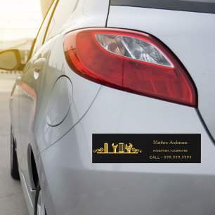 Adesivo Para Carro Construção de carpinteiro de mão - nome dourado pr