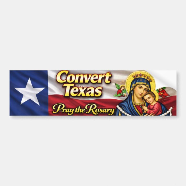 Adesivo Para Carro Convert Texas Rosary Bumper Sticker (Frente)