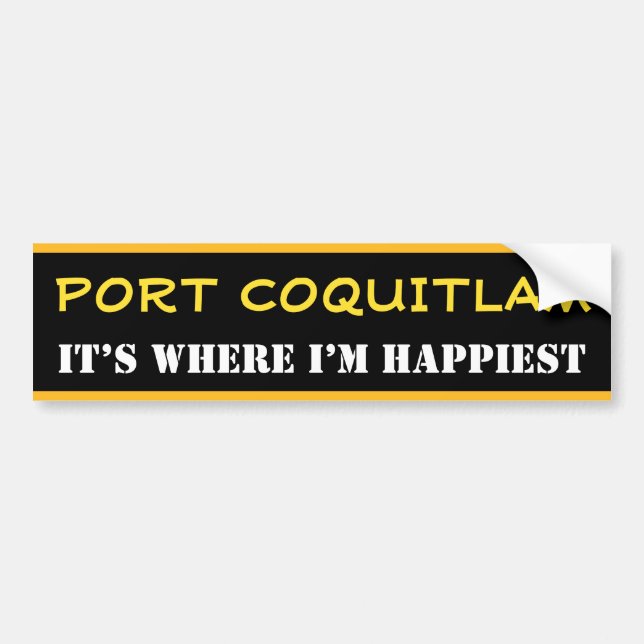 ADESIVO PARA CARRO "COQUITLAM PORTO" - "É ONDE ESTOU MAIS FELIZ" (Frente)