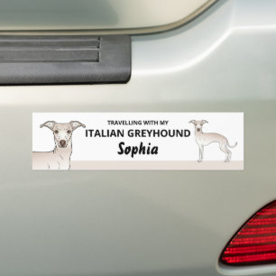 Adesivo Para Carro Cor de Creme - Viajando com meu Galgo Italiano