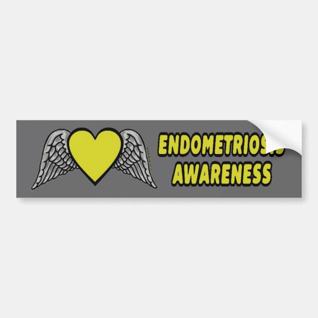 Adesivo Para Carro Coração/Asas... Endometriose (Frente)