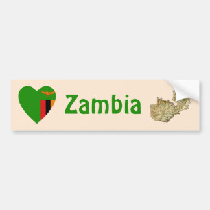 Adesivo Para Carro Coração da bandeira da Zâmbia + Autocolante no