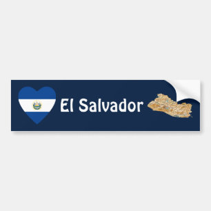 Adesivo Para Carro Coração da bandeira de El Salvador + Autocolante