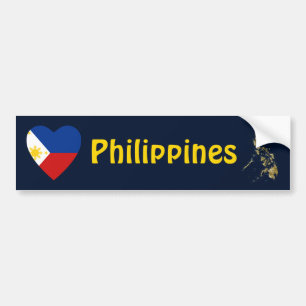Adesivo Para Carro Coração da bandeira de Filipinas + Autocolante n