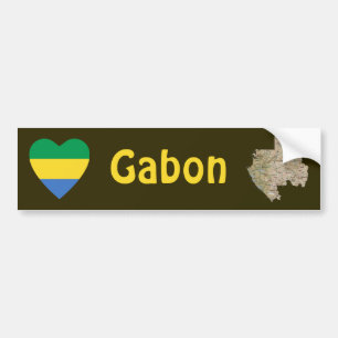 Adesivo Para Carro Coração da bandeira de Gabon + Autocolante no