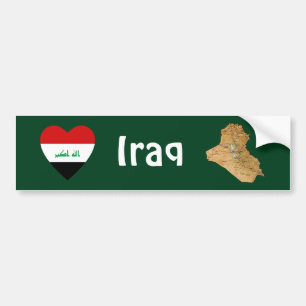 Adesivo Para Carro Coração da bandeira de Iraque + Autocolante no