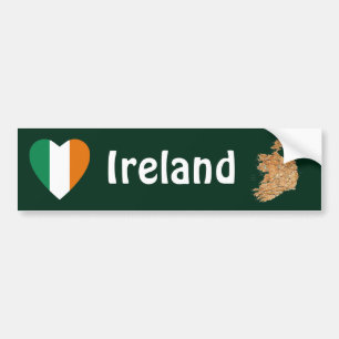 Adesivo Para Carro Coração da bandeira de Ireland + Autocolante no