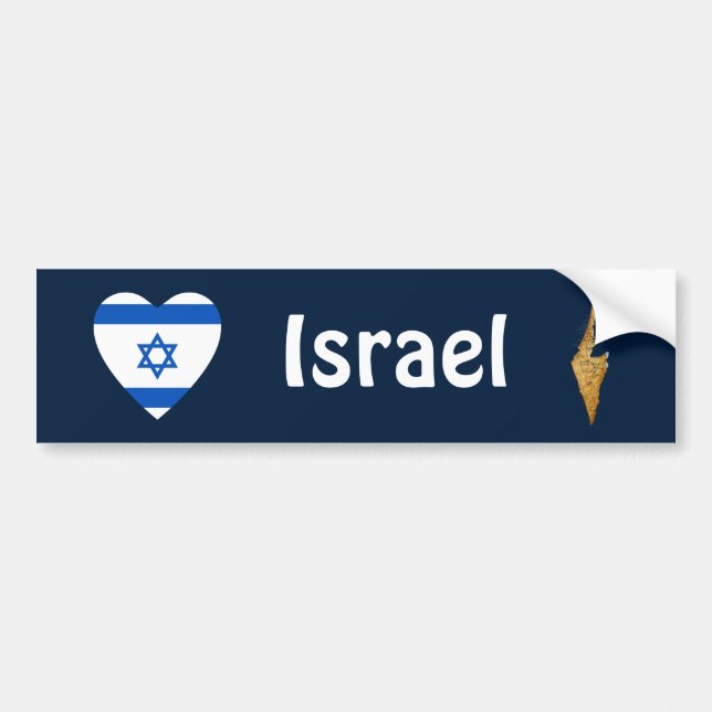 Adesivo Para Carro Coração da bandeira de Israel + Autocolante no (Frente)