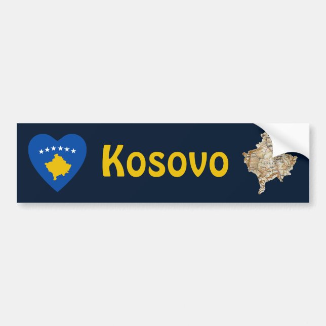 Adesivo Para Carro Coração da bandeira de Kosovo + Autocolante no (Frente)