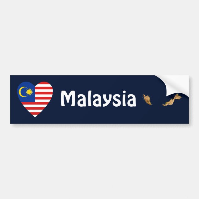 Adesivo Para Carro Coração da bandeira de Malaysia + Autocolante no (Frente)