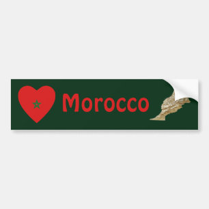 Adesivo Para Carro Coração da bandeira de Marrocos + Autocolante no