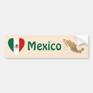 Adesivo Para Carro Coração da bandeira de México + Autocolante no
