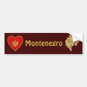 Adesivo Para Carro Coração da bandeira de Montenegro + Autocolante 