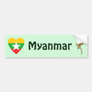 Adesivo Para Carro Coração da bandeira de Myanmar + Autocolante no