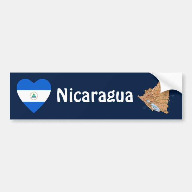 Adesivo Para Carro Coração da bandeira de Nicarágua + Autocolante no (Frente)