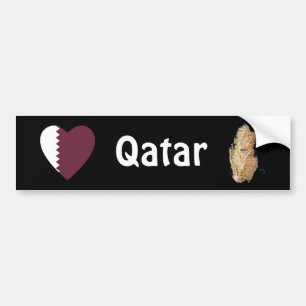 Adesivo Para Carro Coração da bandeira de Qatar + Autocolante no