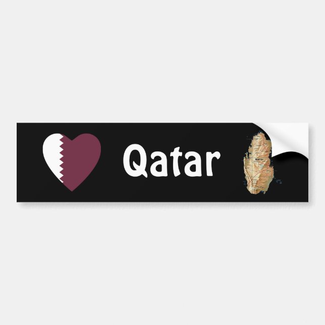 Adesivo Para Carro Coração da bandeira de Qatar + Autocolante no (Frente)