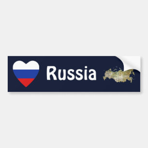 Adesivo Para Carro Coração da bandeira de Rússia + Autocolante no