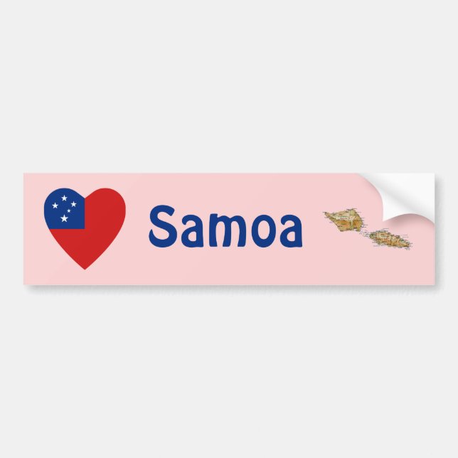 Adesivo Para Carro Coração da bandeira de Samoa + Autocolante no (Frente)