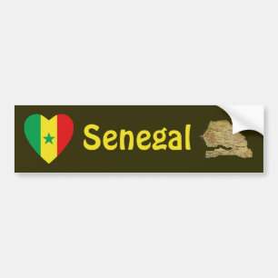 Adesivo Para Carro Coração da bandeira de Senegal + Autocolante no