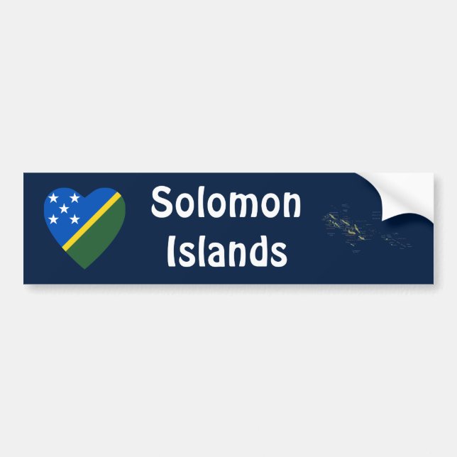 Adesivo Para Carro Coração da bandeira de Solomon Island + (Frente)