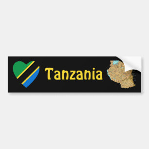 Adesivo Para Carro Coração da bandeira de Tanzânia + Autocolante no