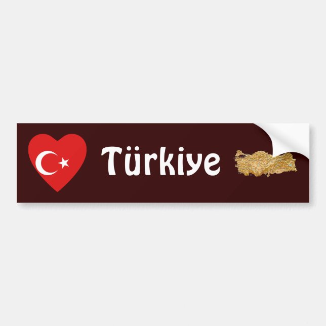Adesivo Para Carro Coração da bandeira de Turquia + Autocolante no (Frente)