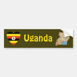 Adesivo Para Carro Coração da bandeira de Uganda + Autocolante no
