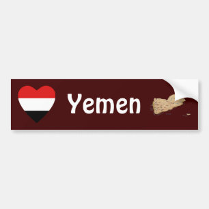 Adesivo Para Carro Coração da bandeira de Yemen + Autocolante no